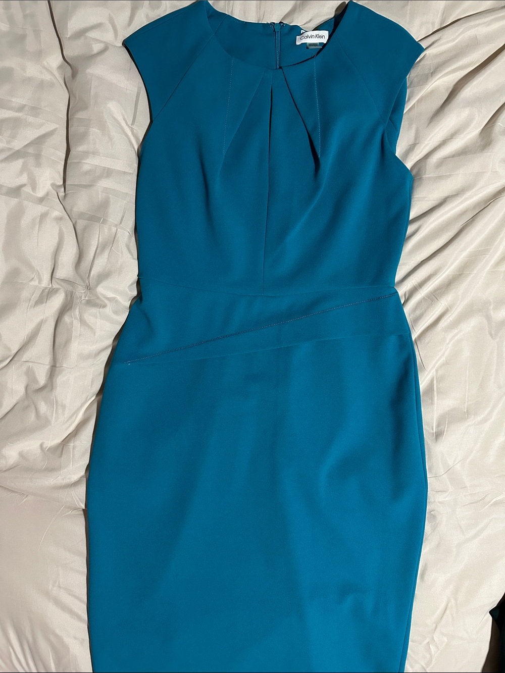 Calvin Klein Teal Cap-Sleeve Sheath Dress